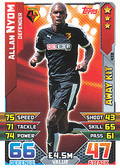 Allan Nyom Watford 2015/16 Topps Match Attax Away Kit #438